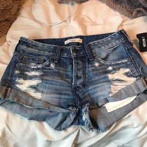 Distressed jean shorts
